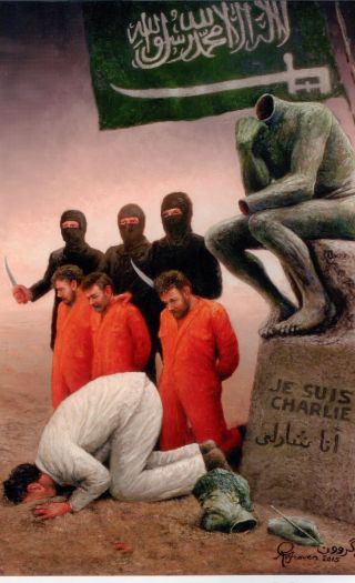 Moderat muslim stikker hodet i sanden mens jihadistene gjennomfører grovarbeidet i Allahs krigføring mot menneskeheten. Alle muslimer har den samme guden, den samme trilogien og samme plikt til å medvirke til sivilisasjonens undergang.