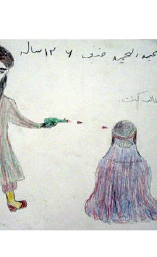 Afghansk unge tegner sin opplevelse av islams ondskap