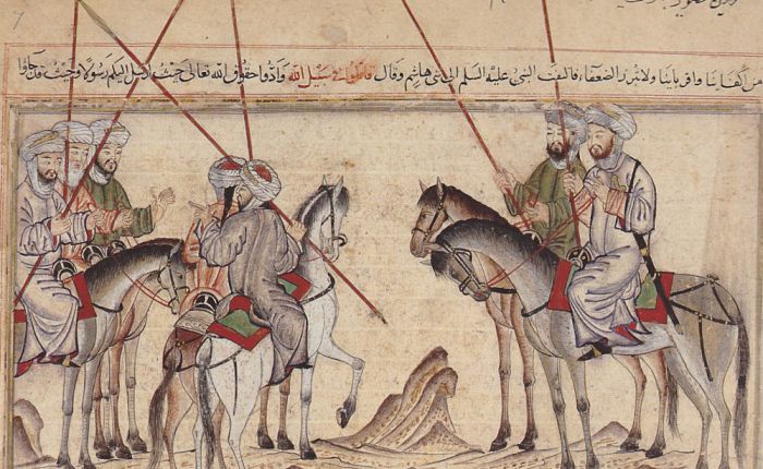 Muhammed kan sies å ha vært mer en militant tyrann enn en profet. Denne illustrasjonen skal være av Slaget ved Badr.